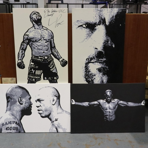 2111 - Four large UFC canvases, 95 x 60 cm. Not available for in-house P&P