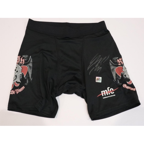 2126 - George St-Pierre autographed fight shorts with DPI Sports certificate. UK P&P Group 1 (£16+VAT for t... 