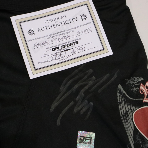 2126 - George St-Pierre autographed fight shorts with DPI Sports certificate. UK P&P Group 1 (£16+VAT for t... 