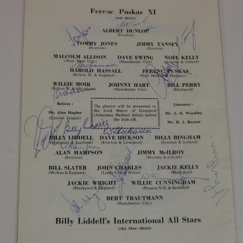 2139 - Singed programmes ference puska XI vs Billy Liddell's international all stars may 1967 sigs include ... 