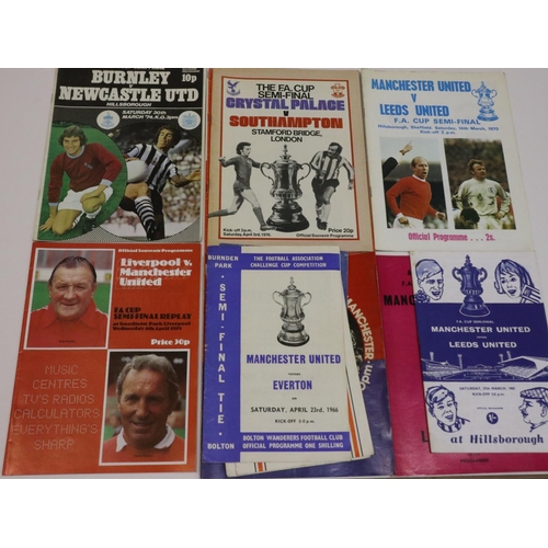 2144 - Twelve FA cup semi final programmes 1960s and later. UK P&P Group 1 (£16+VAT for the first lot and £... 