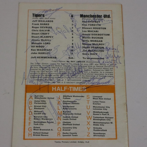 2155 - 1974 Manchester United signed programme (Wolves away). UK P&P Group 1 (£16+VAT for the first lot and... 