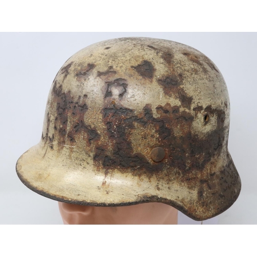 2288 - WWII German M35 helmet in Winter Camouflage. UK P&P Group 2 (£20+VAT for the first lot and £4+VAT fo... 
