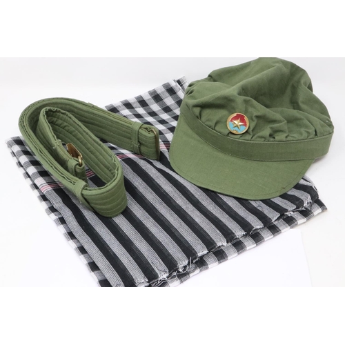 2304 - Vietnam War Era Vietcong hat, belt and scarf. UK P&P Group 1 (£16+VAT for the first lot and £2+VAT f... 