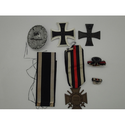 2456 - Imperial German replica medals and awards, including Iron cross, Hindenburg cross and wound badge. U... 