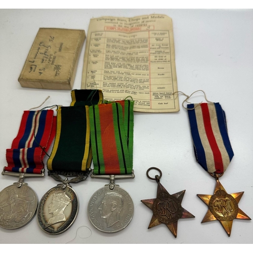 2453A - WWII medal group to 3646580 PTE A Thomas RMP of Warrington, comprising medal pair, two stars and Ter... 