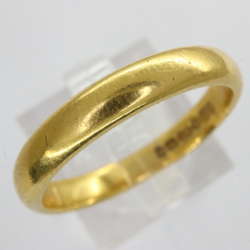 14 - 22ct gold wedding band, size P, 4.8g. UK P&P Group 1 (£16+VAT for the first lot and £2+VAT for subse... 