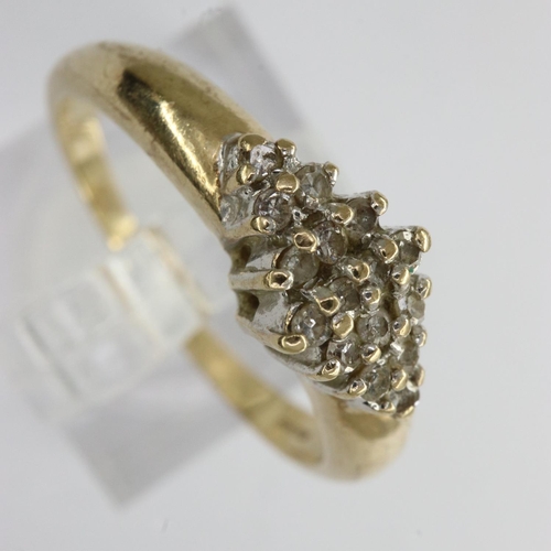 39 - 9ct gold diamond set cluster ring, size L, 2.0g. UK P&P Group 0 (£6+VAT for the first lot and £1+VAT... 