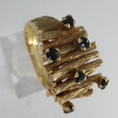 40 - 9ct gold ring set with sapphires, size N, 5.3g. UK P&P Group 1 (£16+VAT for the first lot and £2+VAT... 