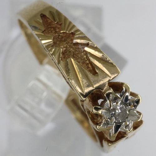 41 - 9ct gold diamond set solitaire ring, size L, 1.8g. UK P&P Group 0 (£6+VAT for the first lot and £1+V... 