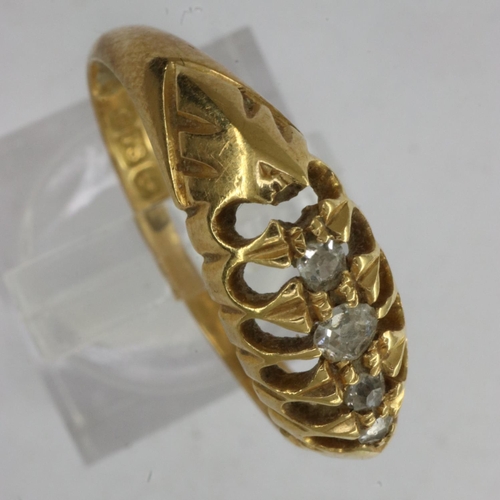 42 - 18ct gold ring set with diamonds, lacking one stone, size N/O, 2.3g. UK P&P Group 1 (£16+VAT for the... 