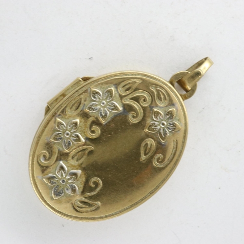 44 - 9ct gold locket pendant, H: 30 mm, 1.7g. UK P&P Group 1 (£16+VAT for the first lot and £2+VAT for su... 