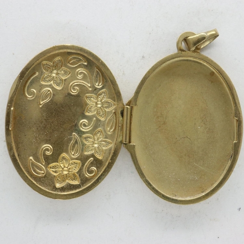 44 - 9ct gold locket pendant, H: 30 mm, 1.7g. UK P&P Group 1 (£16+VAT for the first lot and £2+VAT for su... 