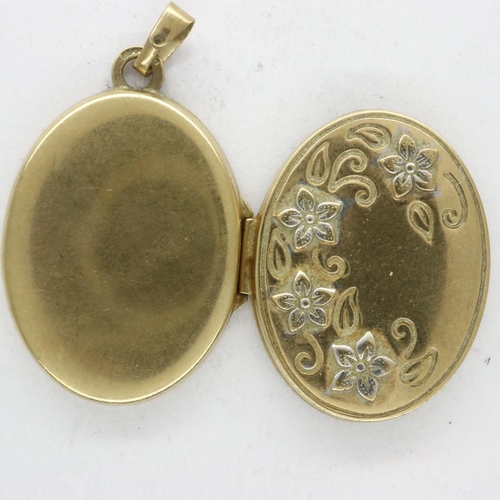 44 - 9ct gold locket pendant, H: 30 mm, 1.7g. UK P&P Group 1 (£16+VAT for the first lot and £2+VAT for su... 