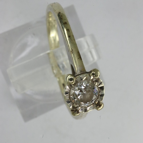 49 - 9ct gold diamond set solitaire ring, size K, 1.7g. UK P&P Group 0 (£6+VAT for the first lot and £1+V... 