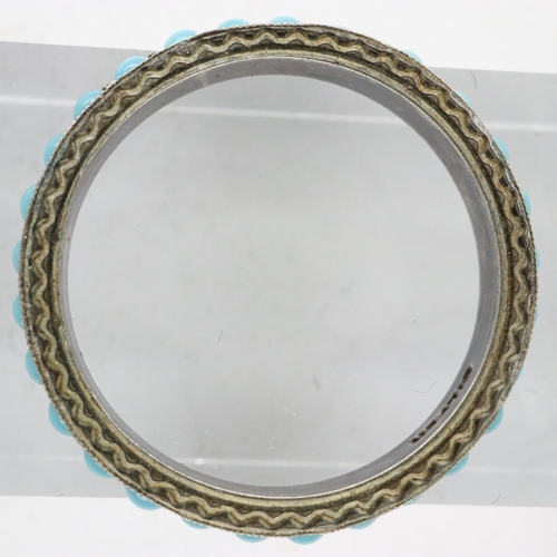 9 - Antique white metal and turquoise full eternity ring, size O, 2.4g. UK P&P Group 1 (£16+VAT for the ... 