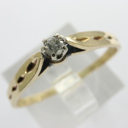 53 - 9ct gold diamond set solitaire ring, size Q, 1.4g. UK P&P Group 0 (£6+VAT for the first lot and £1+V... 