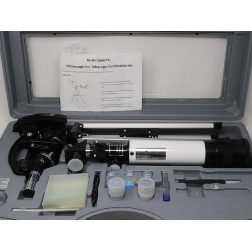 418 - Jessops Microscope and Telescope Combination Kit Cased, optical items complete. Die-cast metal micro... 