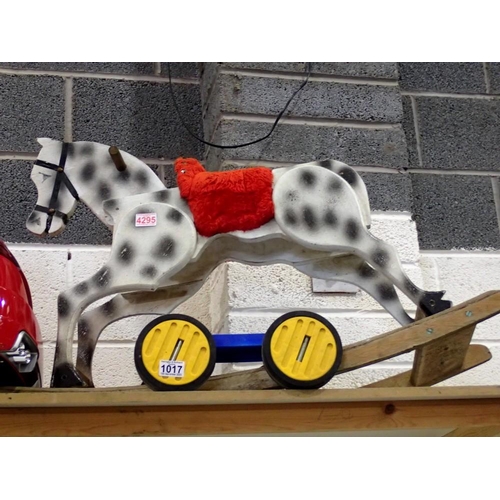 1017 - Wooden childs rocking horse and a step box. Not available for in-house P&P