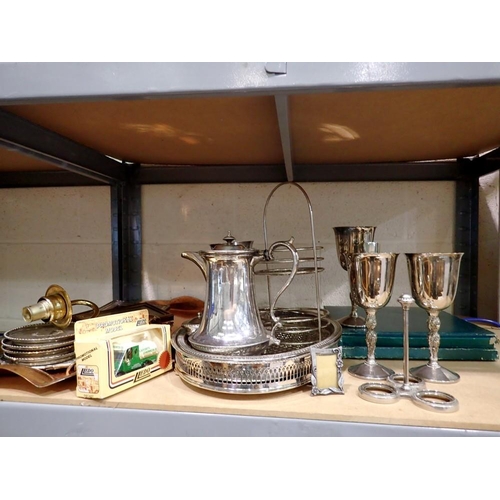 1050 - Collection of silver plate and brass. Not available for in-house P&P