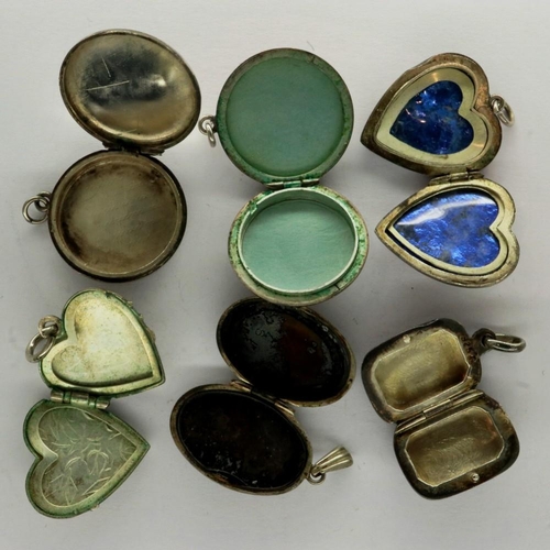 15 - Six 925 silver and white metal locket pendants, largest H: 30 mm. UK P&P Group 1 (£16+VAT for the fi... 