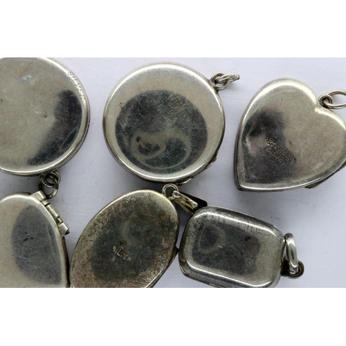 15 - Six 925 silver and white metal locket pendants, largest H: 30 mm. UK P&P Group 1 (£16+VAT for the fi... 