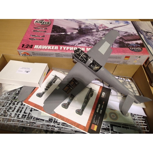 2295 - Eighteen started/part built 1/48 scale aircraft kits and one 1/24th scale, various stages of build, ... 