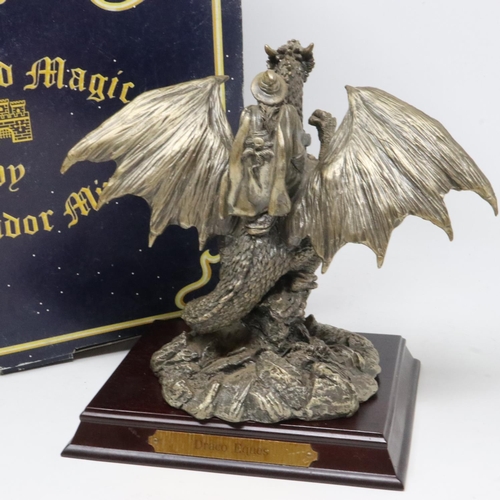 266 - The Tudor Mint Myth & Magic: a large cast pewter figure, Draco Eques, H: 18 cm, boxed. UK P&P Group ... 