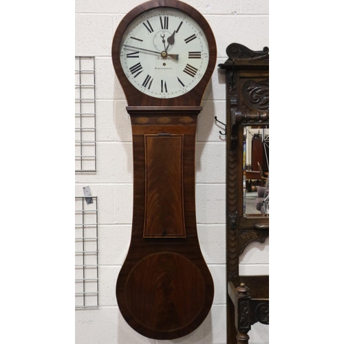 269 - 19th century teardrop tavern wall clock with inlaid walnut case by Dawes of Whitehaven, Dial 45 cm, ... 