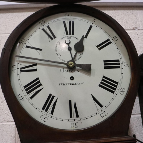 269 - 19th century teardrop tavern wall clock with inlaid walnut case by Dawes of Whitehaven, Dial 45 cm, ... 