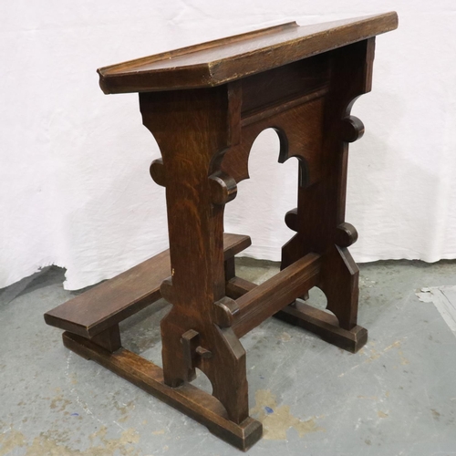 283 - 19th century oak ecclesiastical kneeler with book rest, 60 x 60 x 84 cm H. Not available for in-hous... 