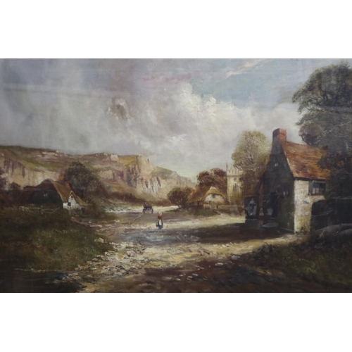 284 - H Cooper (late 19th / early 20th century): oil on canvas, Main Road Near Dunstable, 74 x 49 cm. Not ... 