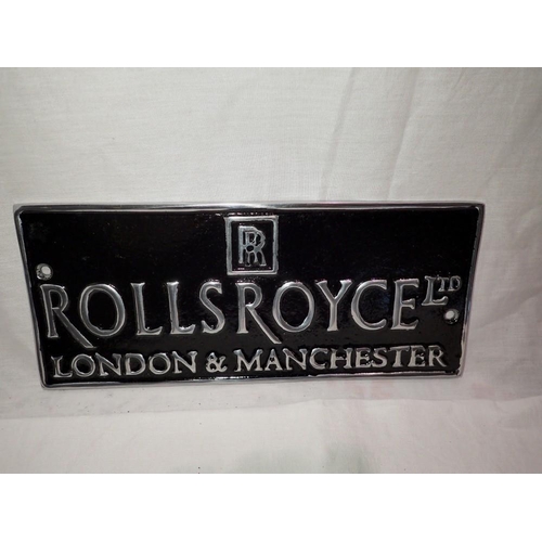 1058 - Aluminium Rolls Royce plaque, W: 25cm. UK P&P Group 1 (£16+VAT for the first lot and £2+VAT for subs... 