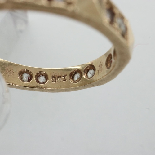 10 - 9ct gold eternity ring with topaz, size L, 2.1g. UK P&P Group 1 (£16+VAT for the first lot and £2+VA... 