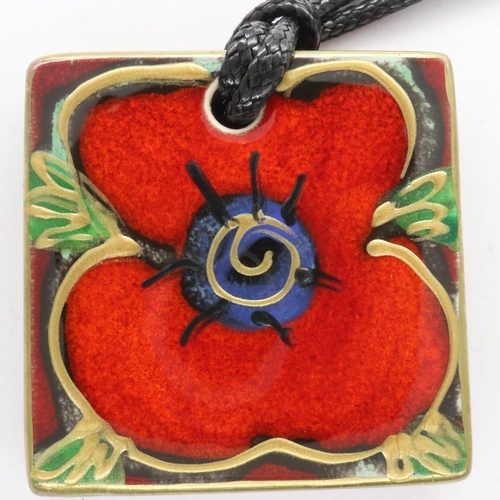 21 - Anita Harris ceramic poppy pendant necklace, L: 50 cm, boxed. UK P&P Group 1 (£16+VAT for the first ... 