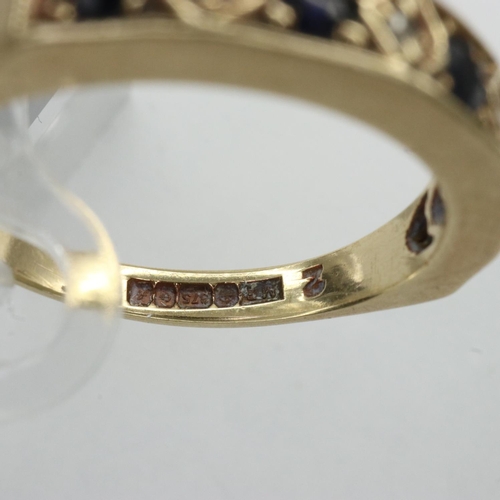 29 - 9ct gold ring set with sapphires and diamonds, size M/N, 2.8g. UK P&P Group 0 (£6+VAT for the first ... 