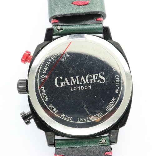 57 - GAMAGES: gents limited edition automatic wristwatch with green dial, three subsidiary dials and date... 