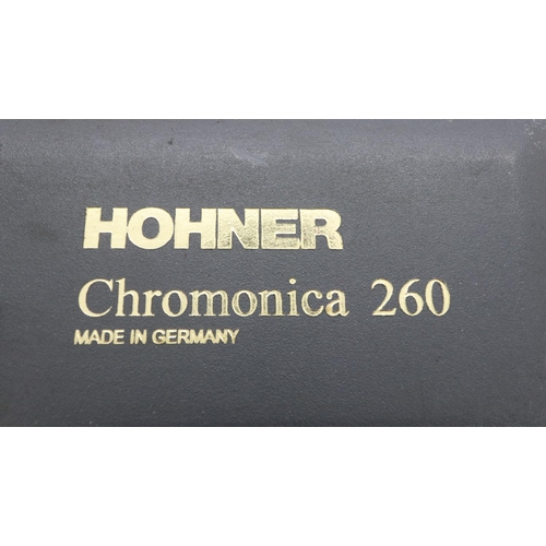 96 - Hohner The Chromonica 260, chromatic harmonica, cased. UK P&P Group 1 (£16+VAT for the first lot and... 