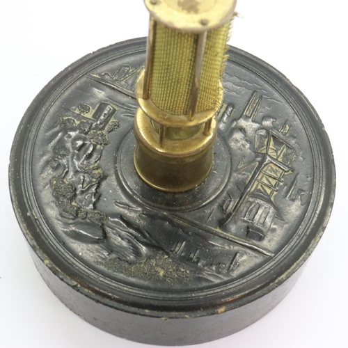 99 - Miniature miners lamp on carved coal base, H: 11 cm. UK P&P Group 1 (£16+VAT for the first lot and £... 