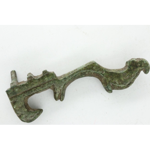 129 - Bronze Roman serpent tool, presumed Viking prizing key. UK P&P Group 0 (£6+VAT for the first lot and... 