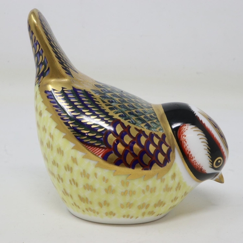 154 - Royal Crown Derby blue tit paperweight, lacking stopper, no cracks or chips, L: 90 mm. UK P&P Group ... 