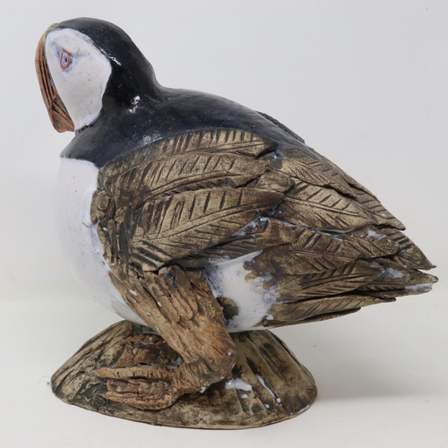 162 - Alan Snape partially glazed stoneware puffin figurine, dated 2006 and signed to base, no cracks or c... 