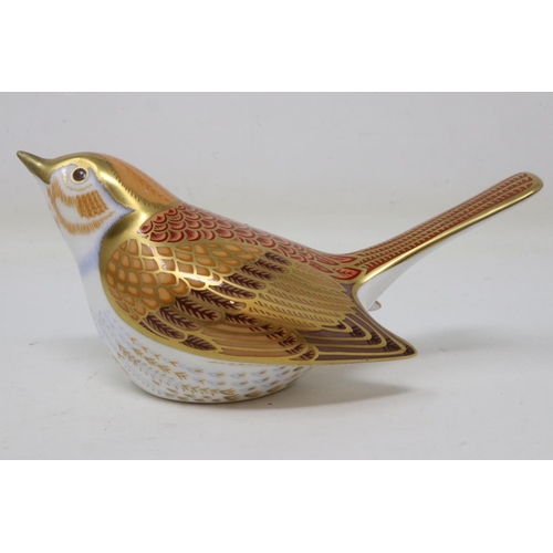 171 - Royal Crown Derby nightingale paperweight, lacking stopper, small scrape to beak, L: 12 cm. UK P&P G... 