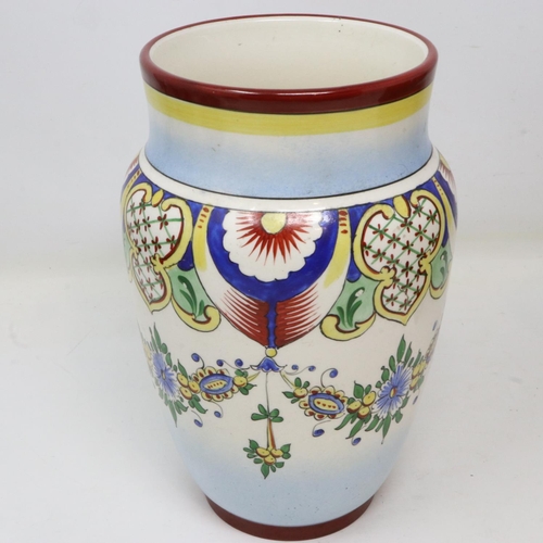 196 - Hand painted floral vase in fitted wooden case, no cracks or chips, H: 17 cm. UK P&P Group 2 (£20+VA... 