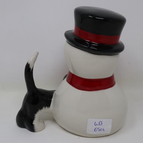 209 - Lorna Bailey snowman cat, no cracks or chips, H: 13 cm. UK P&P Group 1 (£16+VAT for the first lot an... 