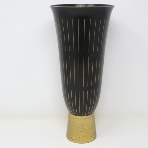 219 - Mid 20th century Japanese bronze Modernist tapering vase, impressed mark to base, H: 29 cm. UK P&P G... 