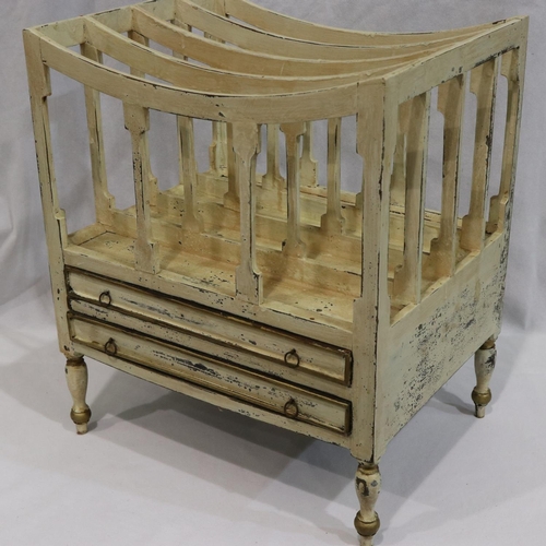 240 - Painted oak magazine rack with two drawers, 46 x 35 x 53 cm H. Not available for in-house P&P