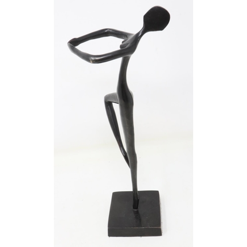 257 - Bronze matchstick figure on a square base, H: 31 cm. UK P&P Group 2 (£20+VAT for the first lot and £... 