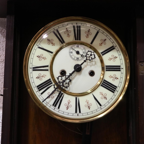 270 - Mahogany cased German Gustav Becker twin weight Vienna wall clock, working with key. Not available f... 