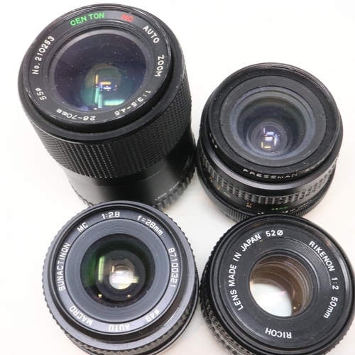 275 - Two Praktica cameras and six lenses including Pentax Super Takumar 50mm F2 lens. UK P&P Group 3 (£30... 